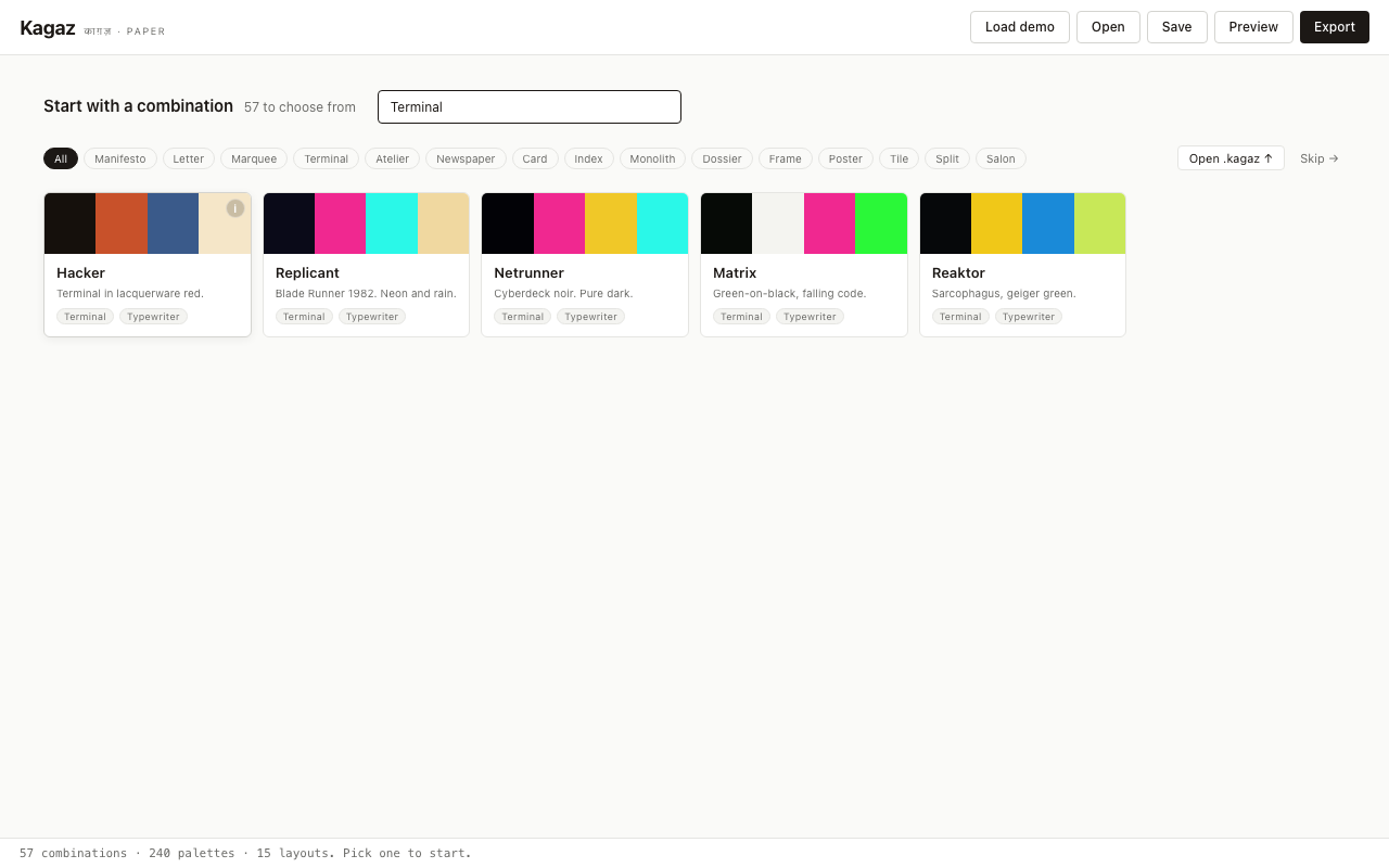 Choose screen filtered to Terminal combinations